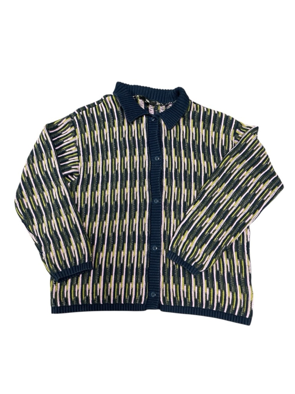 Vans Alta Striped Chunky Knit Oversized Cardigan Sweater Womens Size XS/S